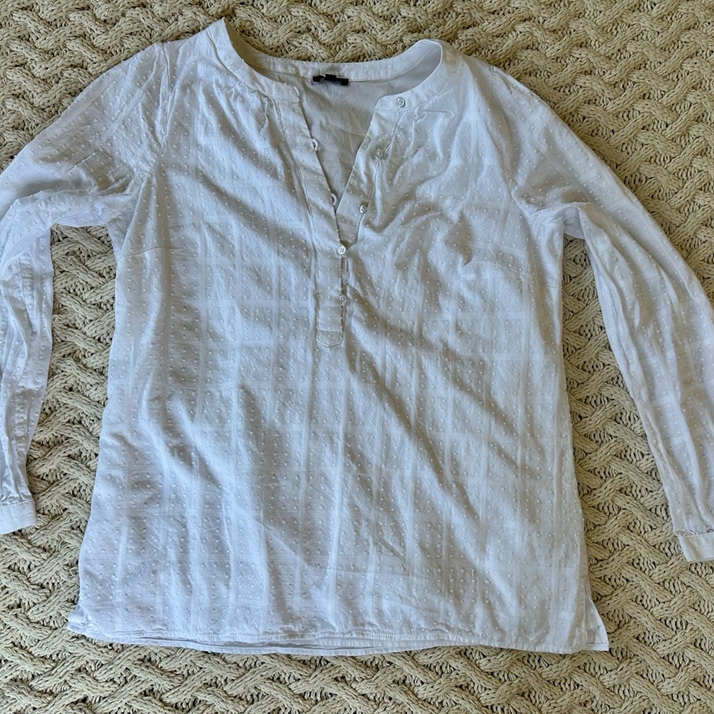 Talbots White Swiss Dot Top Blouse - Picture 6 of 7